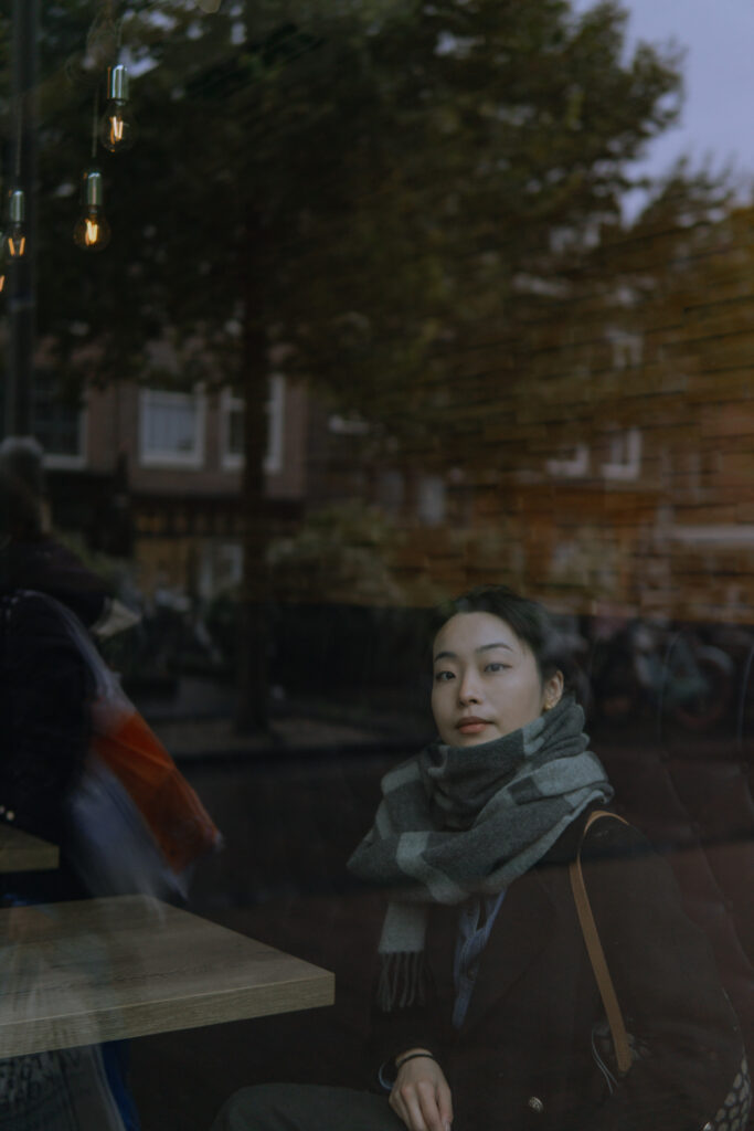 Anna Wang, photoshoot in Amsterdam, natural light photography, moody dreamy portraits, headshot in Amsterdam